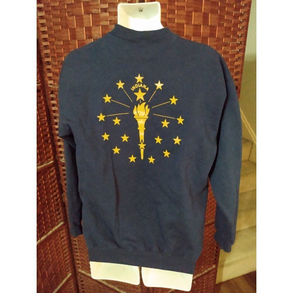 Vintage 90s Indiana State Flag Sweatshirt Double Sided Adult Medium